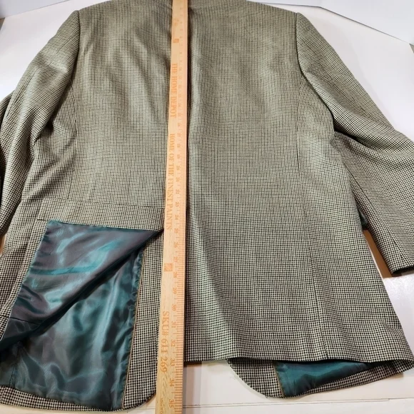 ALAN Flusser 44L Brown Houndstooth 2-Button Blazer Sport Coat Suit Jacket Silk - Picture 11 of 12